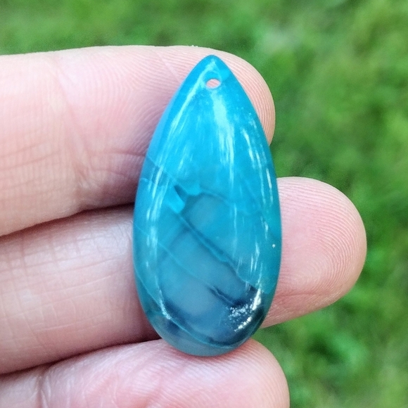 Endless Jewelry Creations Jewelry - Small Blue Dragon's Veins Agate Teardrop Pendant Gemstone